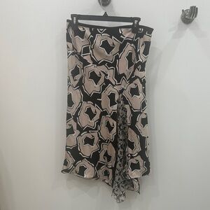 Diane Von Furstenberg Black and Cream Asymmetrical Skirt